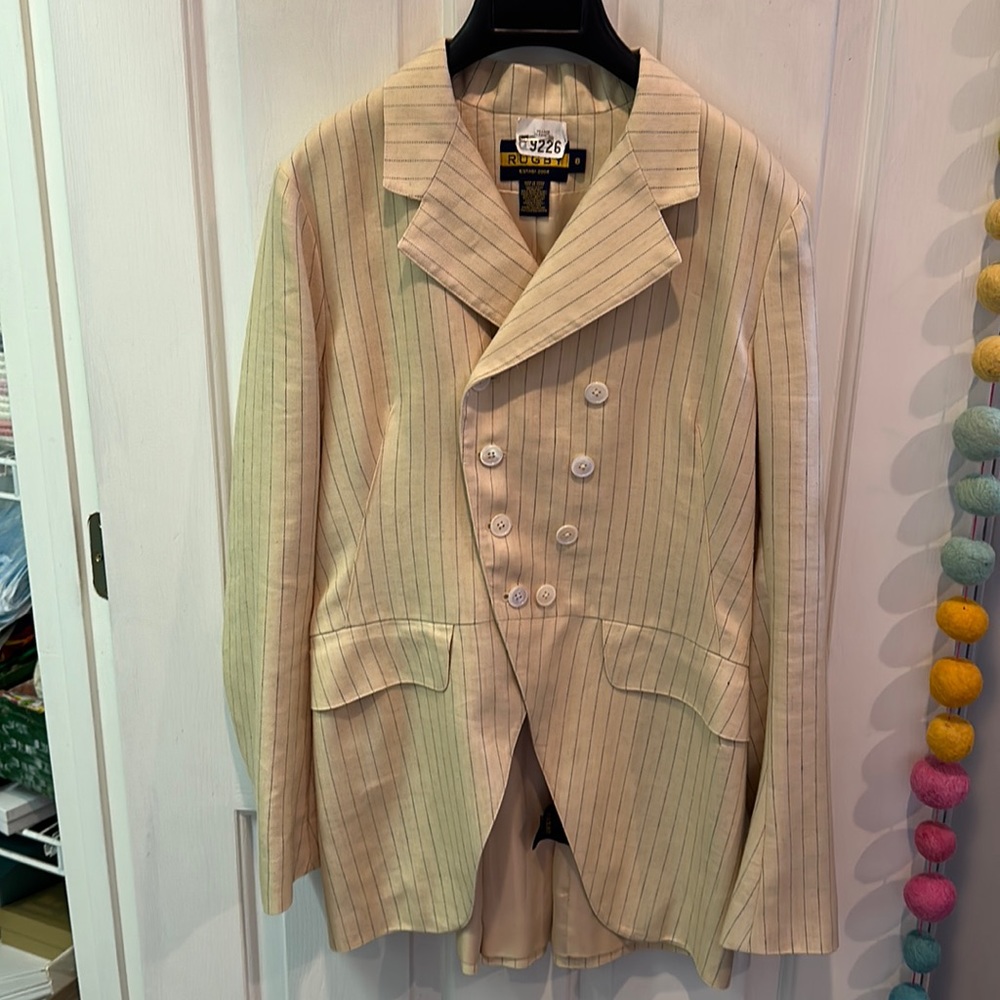 Rugby pin stripe double-breasted jacket